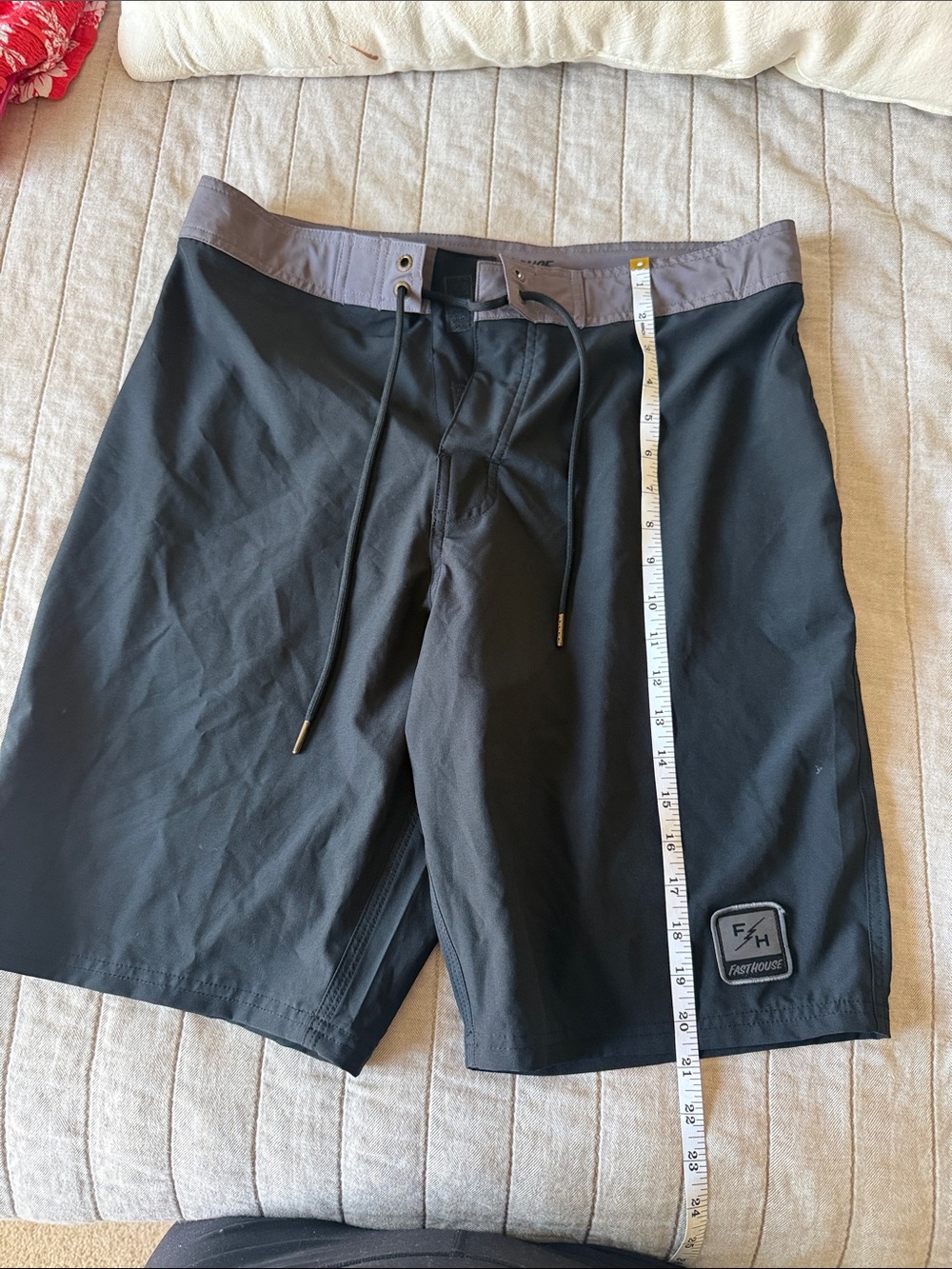 Black Men's Swim Board Shorts with Gray Waistband